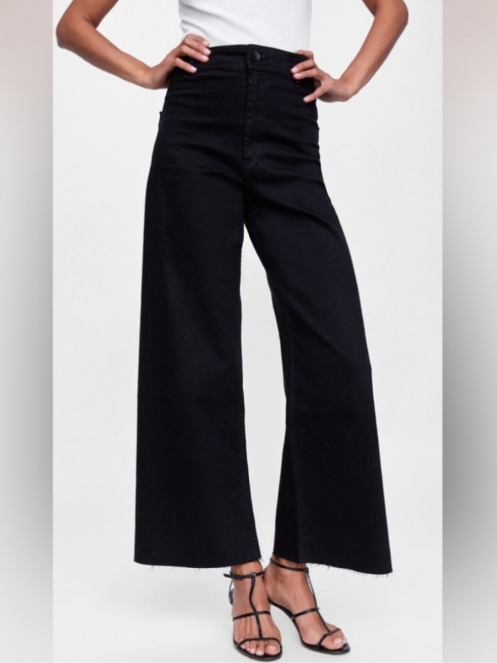 Zara The Marine Straight Black Wide Leg Jeans – Size 2
